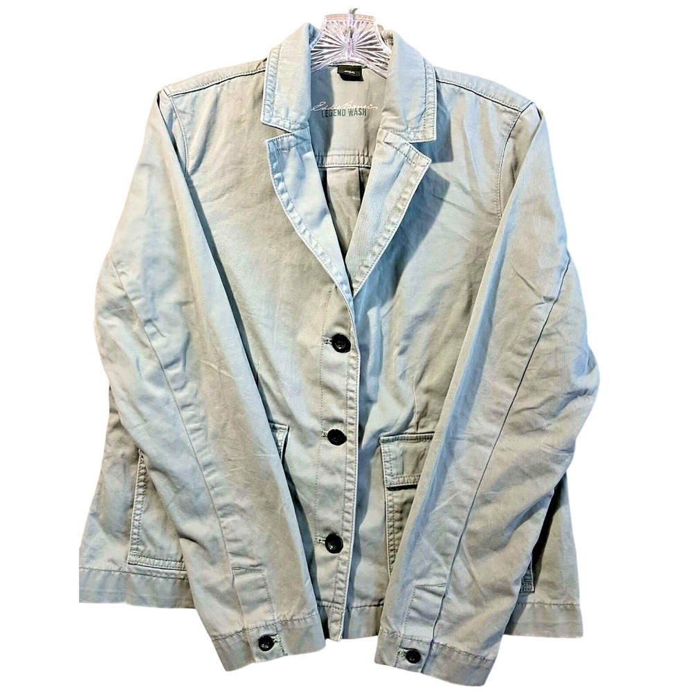Eddie Bauer Legend Wash Light Green Jacket Blazer Style Button Front Large